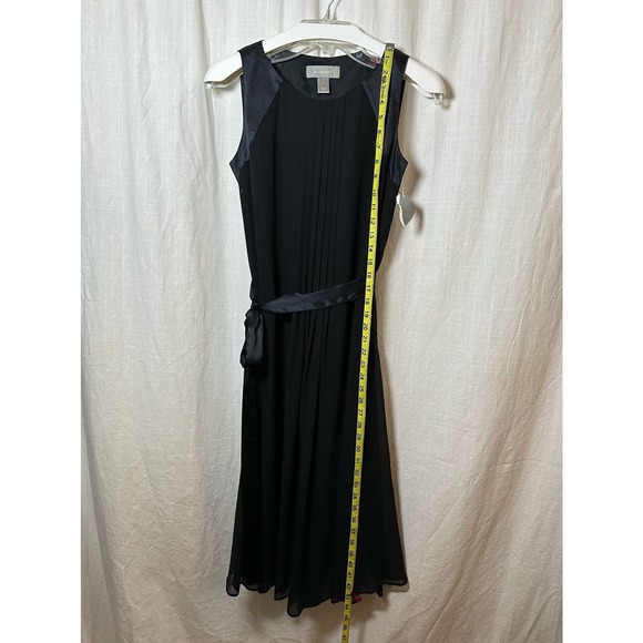 Liz Claiborne black silk sleeveless dress midi pintucking & satin tie size 2 NWT - Picture 9 of 9